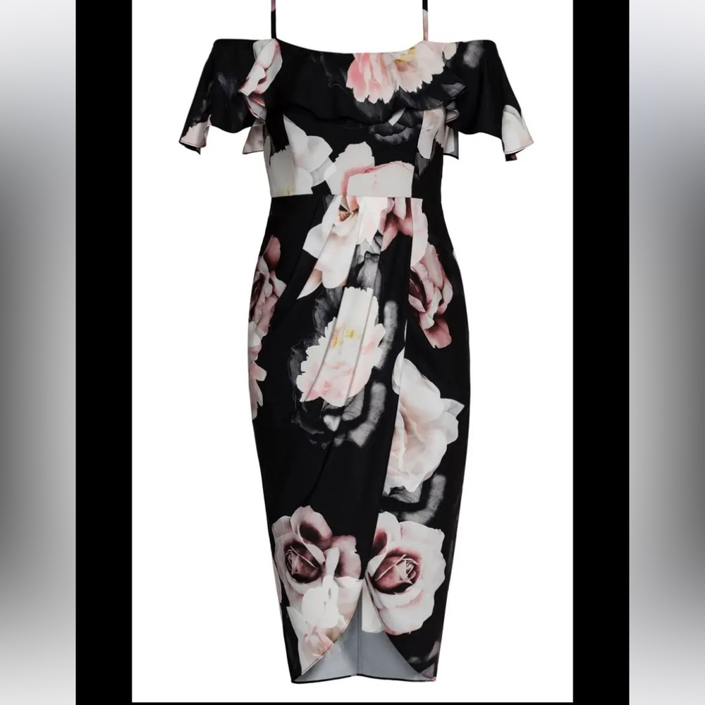 City Chic Austin floral ruffle detail dress NEW